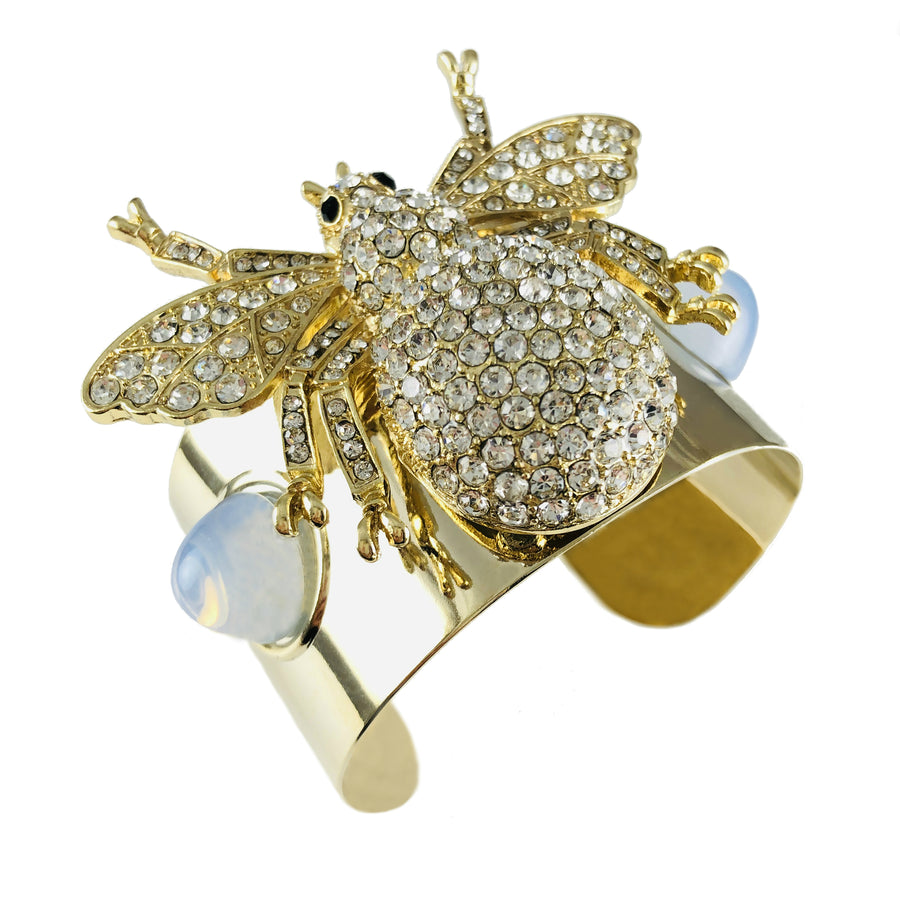 Just Bee Rhinestone Vintage Frosty Dome Cuff Bracelet - As seen in British Vogue June 2020