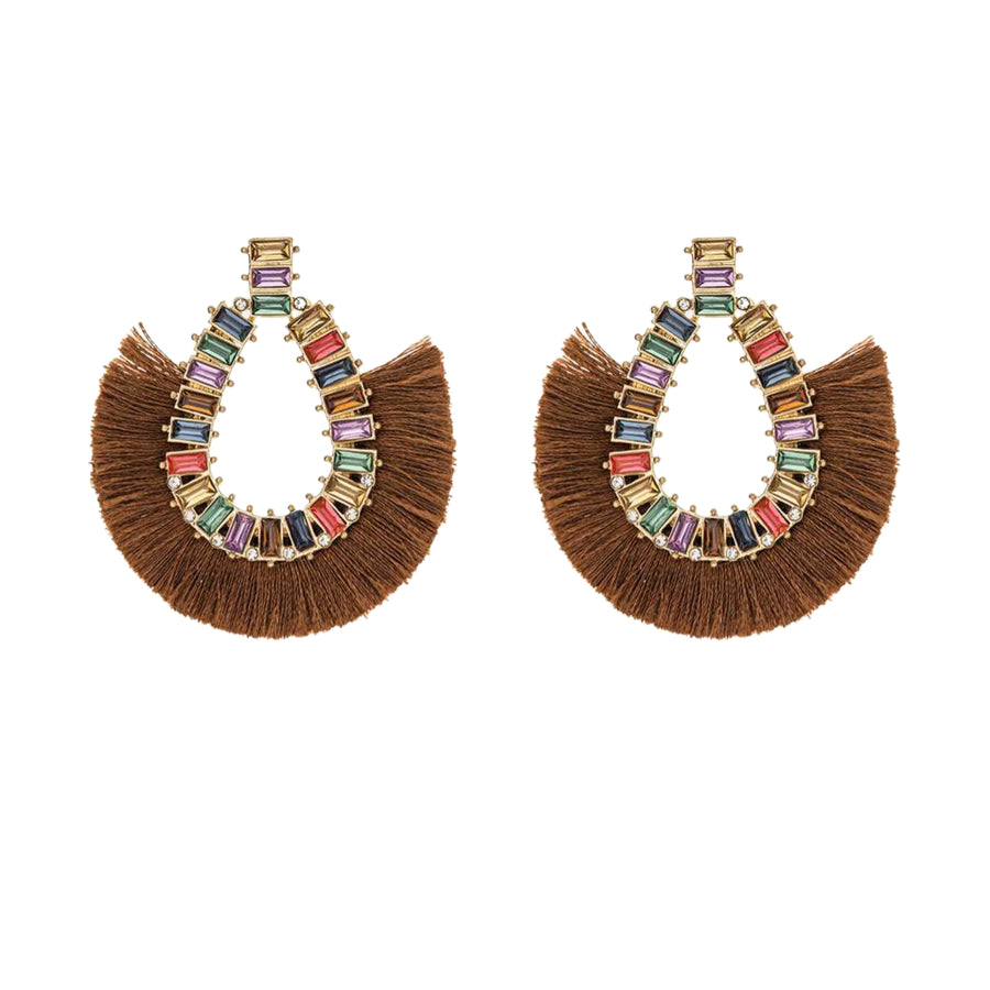 MizDragonfly Jewelry Ceres Fringe Stud Crystal Earrings