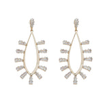 MizDragonfly Jewelry Cosmic Gold-Rhinestone Baguette Dangle Stud Earrings