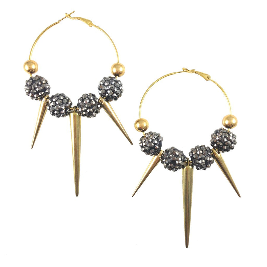 MizDragonfly Jewelry Farrah Gold Spike Earrings Grey Gallery