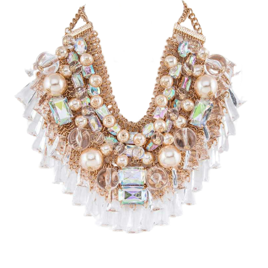 MizDragonfly Jewelry Fontana Gold Pearl Cluster Necklace