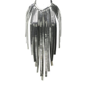MizDragonfly Jewelry Industrial Metal Fringe Statement Necklace Body Chain Silver