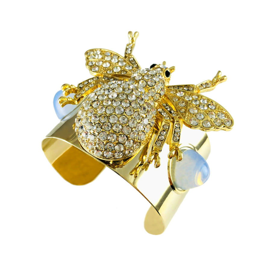 MizDragonfly Jewelry Just Bee Rhinestone Vintage Gold Bracelet Angle