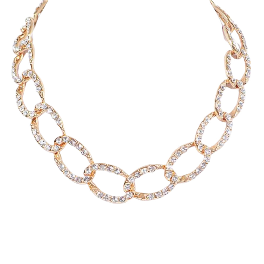 MizDragonfly Jewelry Kage Rhinestone Gold Necklace