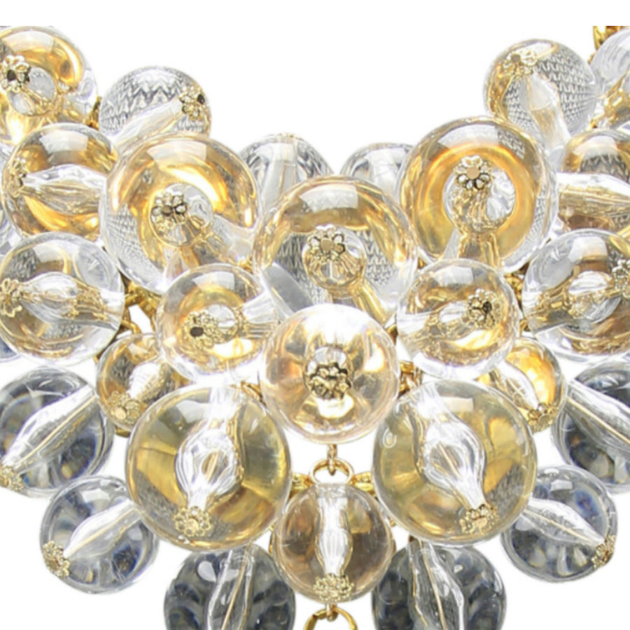 MizDragonfly Jewelry Lucite Beaded Bib Necklace Closeup