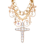 MizDragonfly Jewelry Oracle Crystal Cross Statement Necklace