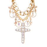 MizDragonfly Jewelry Oracle Crystal Cross Statement Necklace