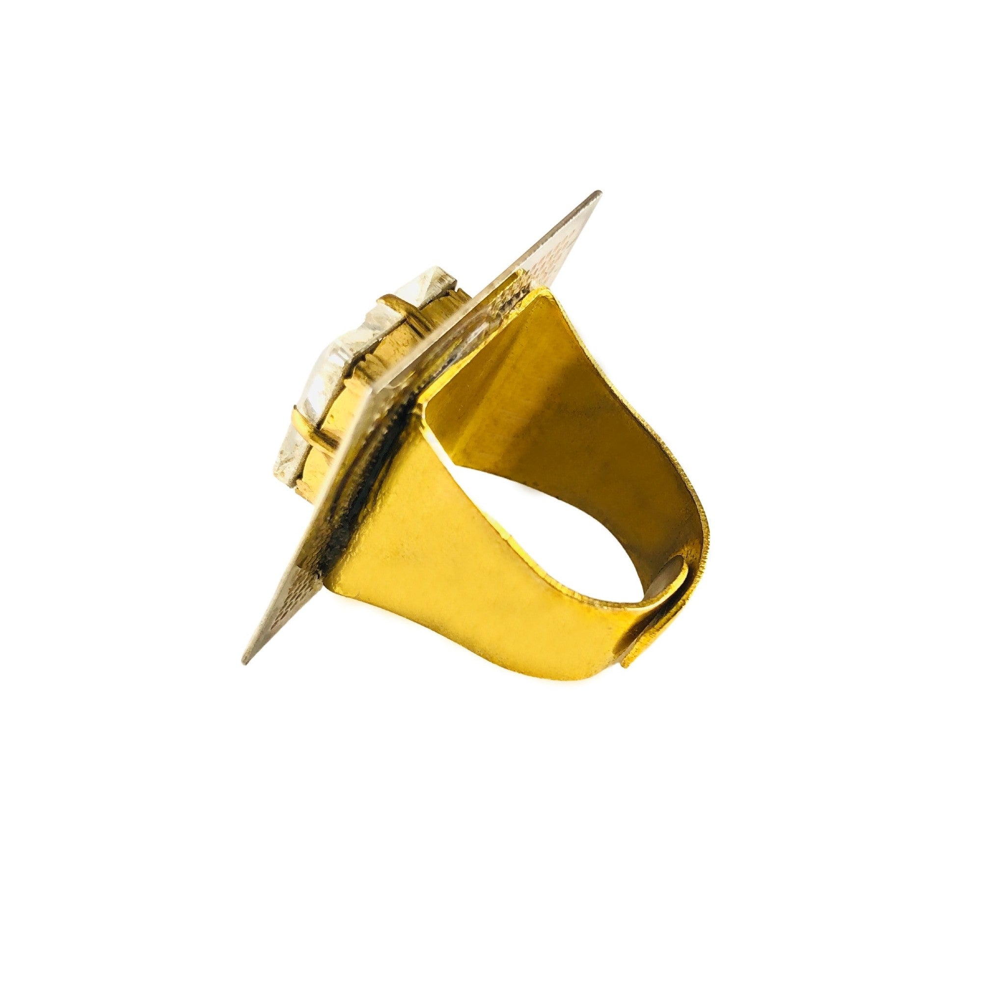 MizDragonfly Jewelry Quadratic Crystal Gold Ring Side