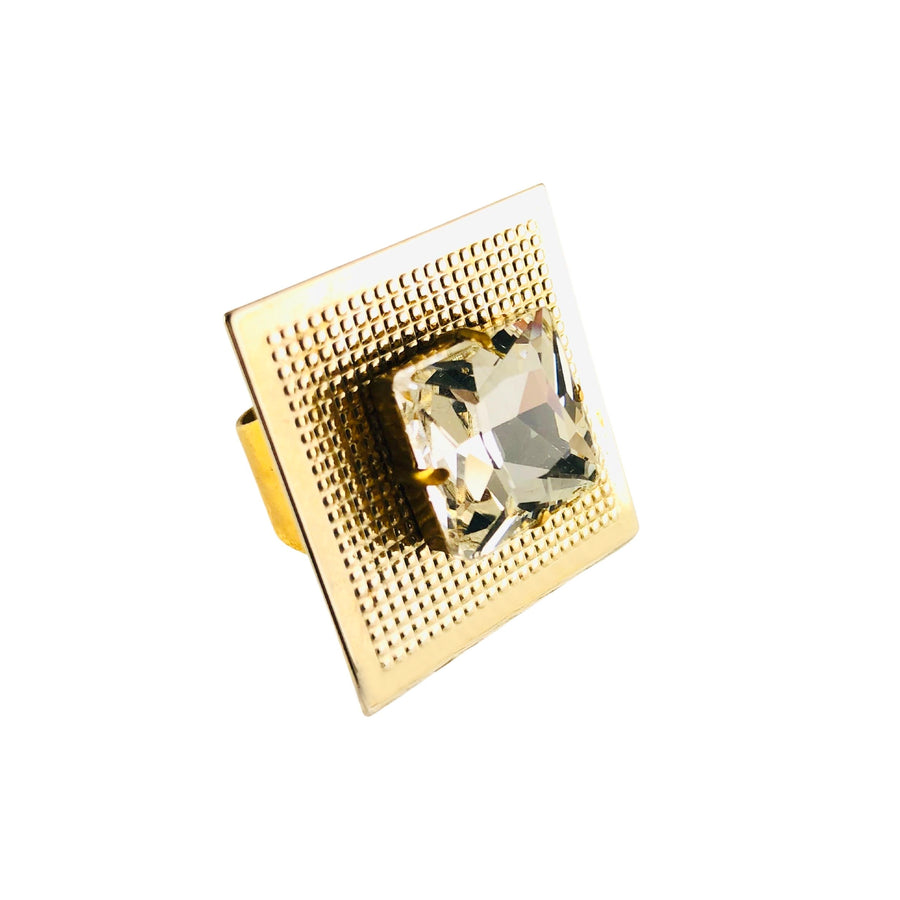 MizDragonfly Jewelry Quadratic Crystal Gold Ring