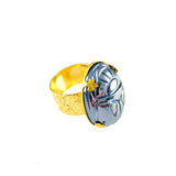 MizDragonfly Jewelry Scarab Charm Floral Gold Ring