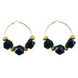 MizDragonfly Jewelry Vintage Black Geometric Cube Gold Hoops Earrings Gallery