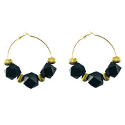 MizDragonfly Jewelry Vintage Black Geometric Cube Gold Hoops Earrings Gallery