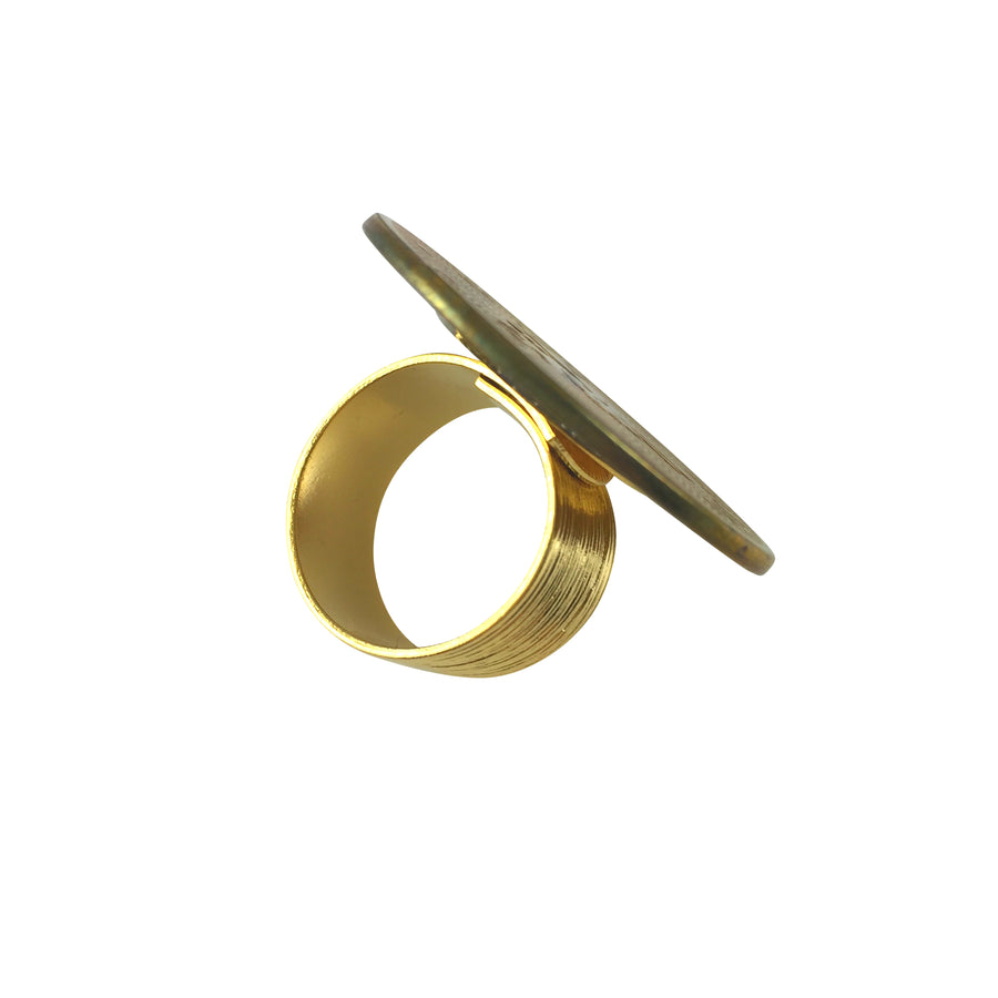 MizDragonfly Jewelry Vintage Gemini Coin Adjustable Gold Ring Back