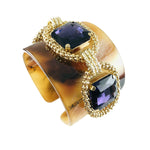 MizDragonfly Jewelry Vintage Purple Cyrstal Tortoise Shell Lucite Bracelet Angle