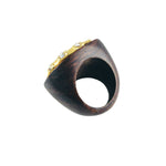 MizDragonfly Jewelry Vintage Stratos Rhinestone Gold Pearl Wood Ring Back