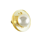 MizDragonfly Jewerly Vintage Lucite Pearl Juno Gold Band Ring Right Angle