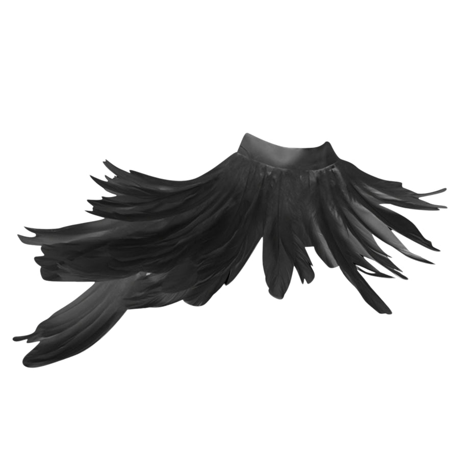 Surrender Natural Black Feather Shrug Cape