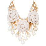 MizDragonfly Jewelry Auteil Cream Leather Flower Necklace