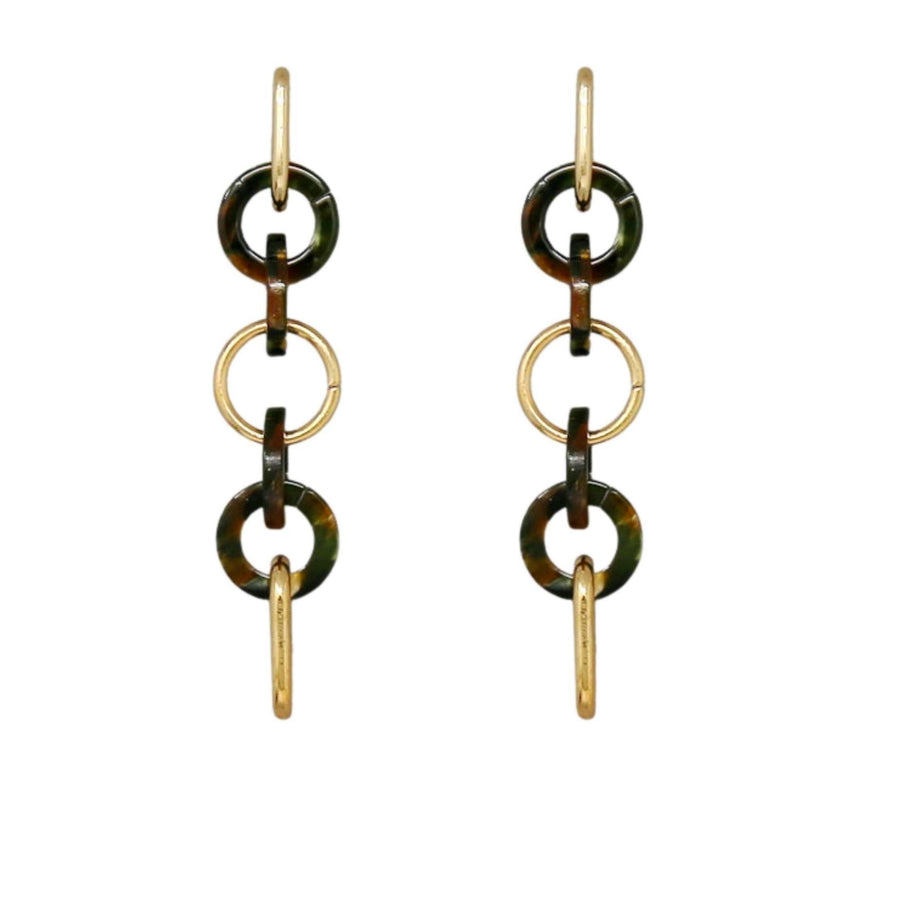 Avenue Geometric Abalone Gold Drop Link Earrings
