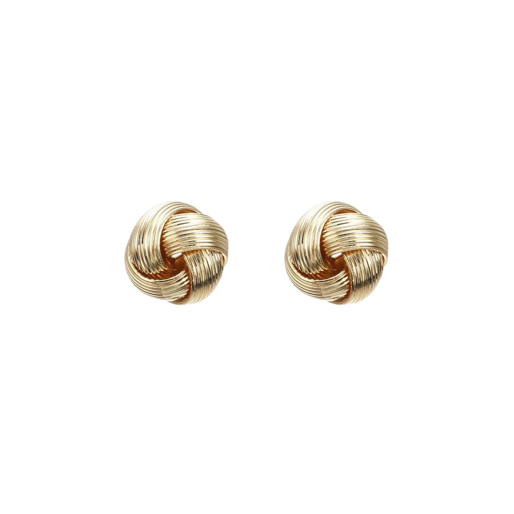 Bliss Dainty Gold Textured Knots Stud Earrings