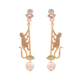 Capuchin Monkeys Rhinestones Stud Drop Earrings