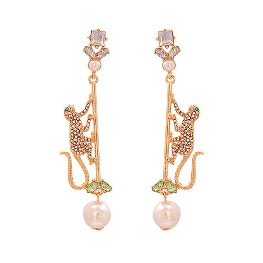 Capuchin Monkeys Rhinestones Stud Drop Earrings