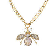 MizDragonfly Jewelry Chastete Gold Bee Curb Chain Toggle Necklace