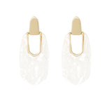 Concorde Shell White Acetate Geometric Drop Earrings