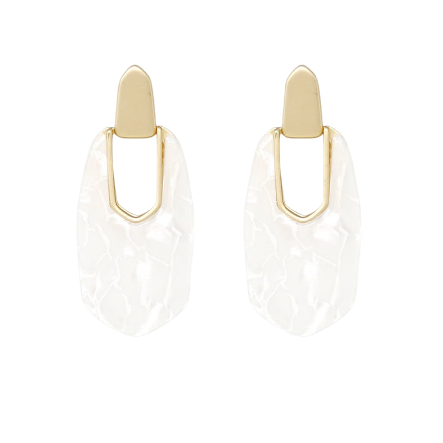 Concorde Shell White Acetate Geometric Drop Earrings
