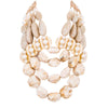 Divine Cream Stone Pearls Rhinestones Multi-Row Statement Necklace