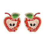 Products Forbidden Red Apple Rhinestones Statement Earrings