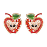 Products Forbidden Red Apple Rhinestones Statement Earrings