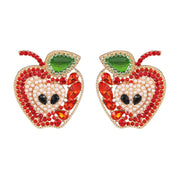 Products Forbidden Red Apple Rhinestones Statement Earrings