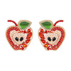 Products Forbidden Red Apple Rhinestones Statement Earrings