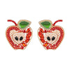 Products Forbidden Red Apple Rhinestones Statement Earrings