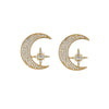Products Heaven Gold Moon Star Rhinestone Stud Earrings