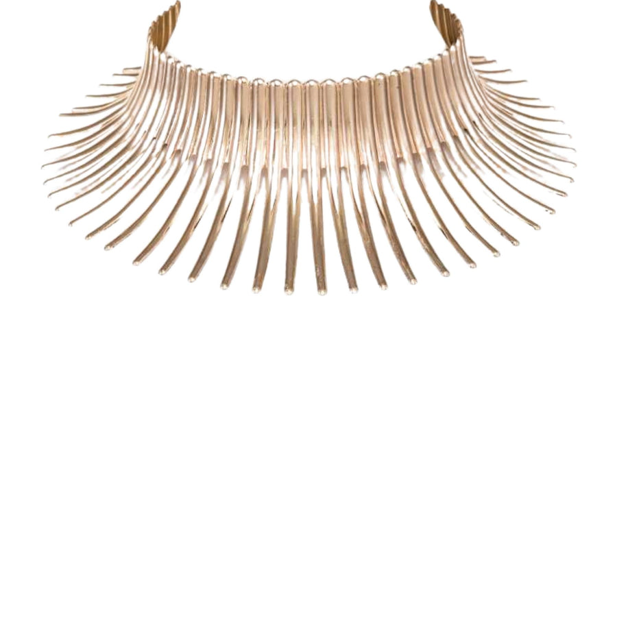 MizDragonfly Jewelry Illumination Gold Spike Choker Statement Necklace.