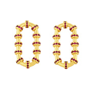 Infinity Gold Ruby Zircon Oval Stud Earrings
