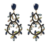 Louvre Crystal Leaves Statement Chandelier Drop Earrings