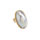 Lust Grey Oval Pearl Dome Statement Gold Ring