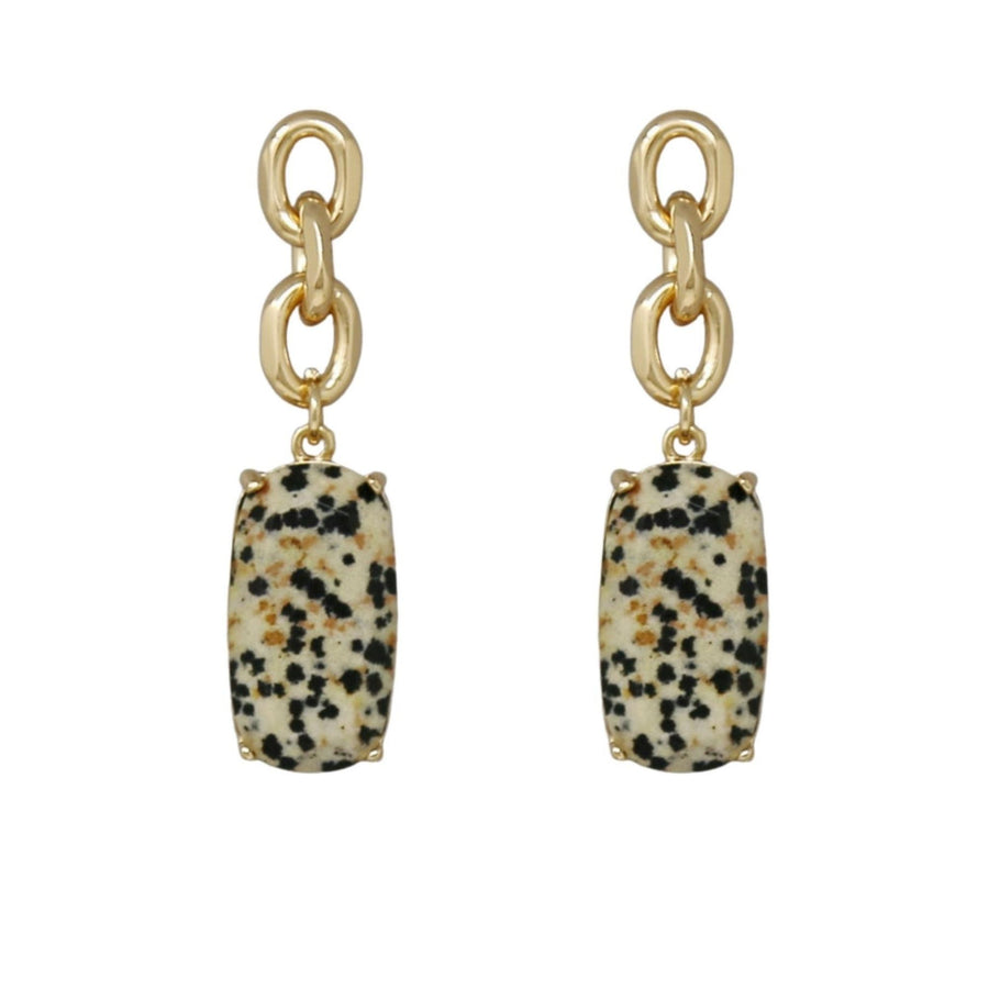 MizDragonfly Jewelry Manceau Natural Stone Gold Link Chain Drop Earrings