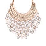MizDragonfly Jewelry Marquise Gold Clear Crystal Satement Bib Necklace