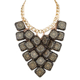 MizDragonfly Jewelry Mistress Black Gold Square Cluster Necklace Valentine Collection
