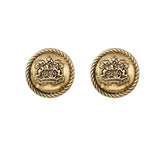 Noailles Gold Coin Emblem Crest Stud Earrings