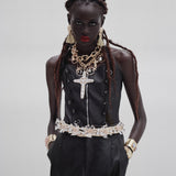 Oracle Crystal Cross Statement Chunky Necklace