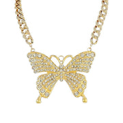 MizDragonfly Jewelry Papillon Gold Chain Crystal Statement Necklace