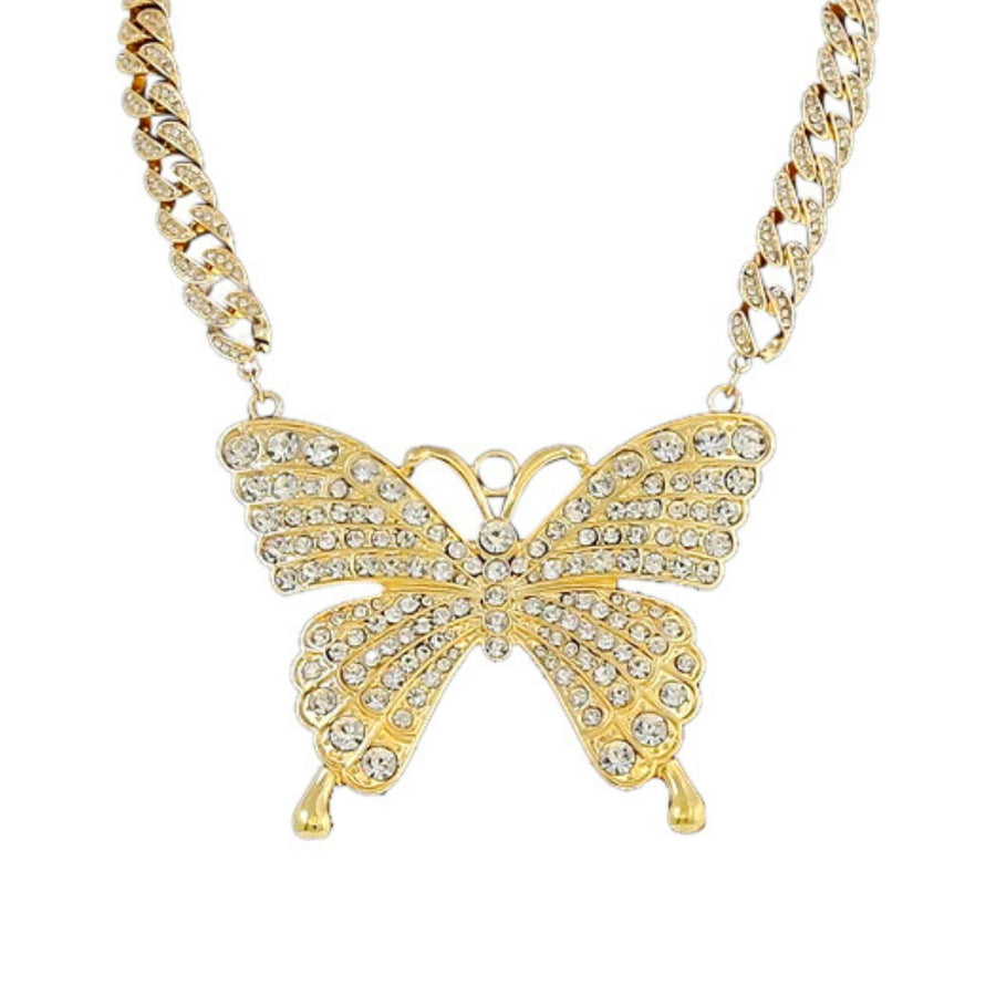 MizDragonfly Jewelry Papillon Gold Chain Crystal Statement Necklace