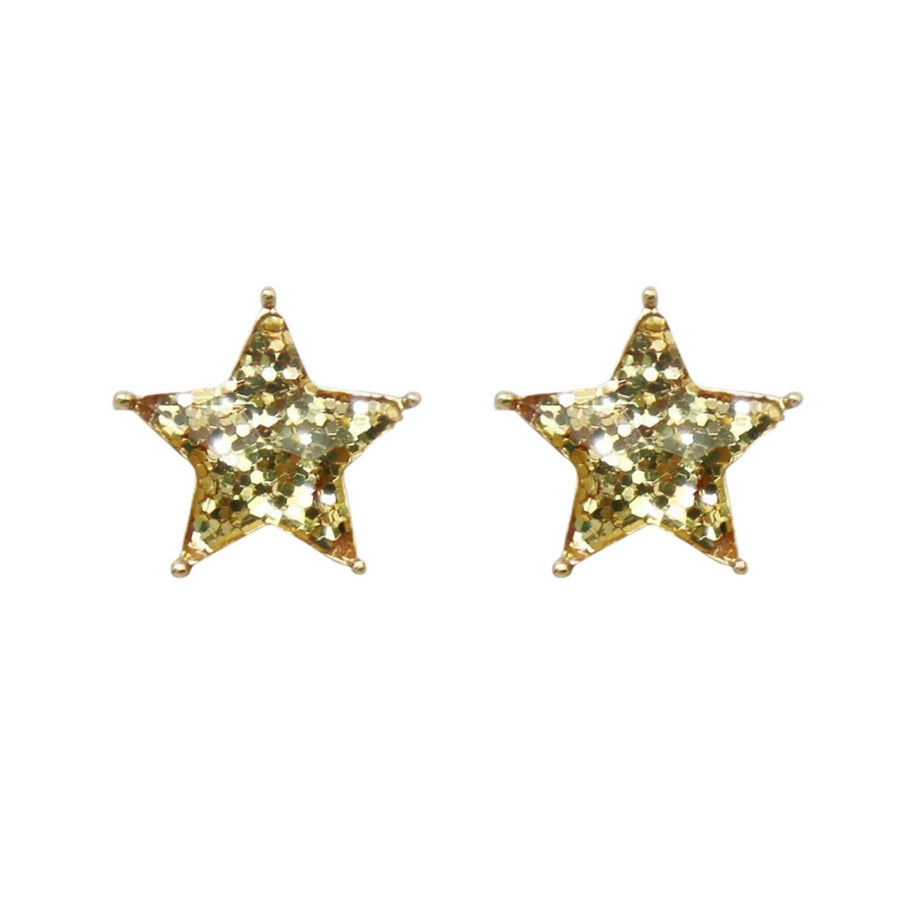 MizDragonfly Jewelry RiveGauche Star Etoile Gold Sparkle Stud Earrings