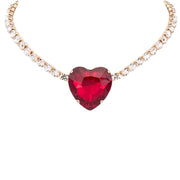 MizDragonfly Jewelry Sweatheart Red_Rhinestones Gold Necklace Valentine Collection