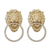 MizDragonfly Jewelry Vendome Gold Lion Rhinestone Drop Stud Earrings